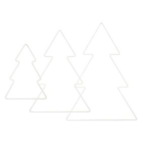 3 sapins de Noël métalliques blancs - 11, 14, 20 cm