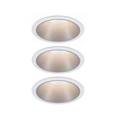 3 spots à encastrer Cole LED intégrée IP44 3x6,5 W blanc et argent