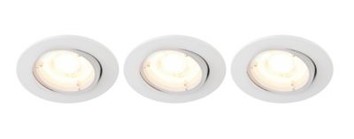 3 spots à encastrer Colours Caius IP20 blanc Ø8,5 cm
