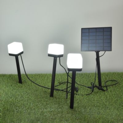 3 spots à piquer d'extérieur solaire LED intégrée noir 1W Corep