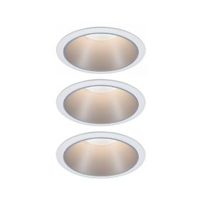 3 spots encastrables Cole LED intégrée blanc chaud IP44 3x470lm Ø8cm argent finition blanche Paulmann