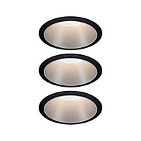 3 spots encastrables Cole LED intégrée blanc chaud IP44 3x470lm Ø8cm argent finition noire Paulmann