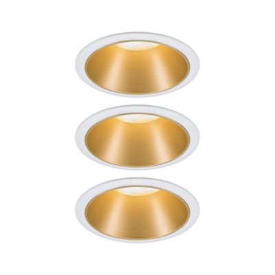3 spots encastrables Cole LED intégrée blanc chaud IP44 3x470lm Ø8cm doré finition blanche Paulmann