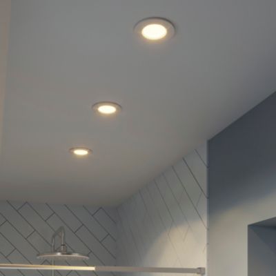 3 spots encastrables Etana LED intégrée blanc chaud IP65 410lm 4.7W Ø8.5cmxH.3.1cm métal blanc GoodHome