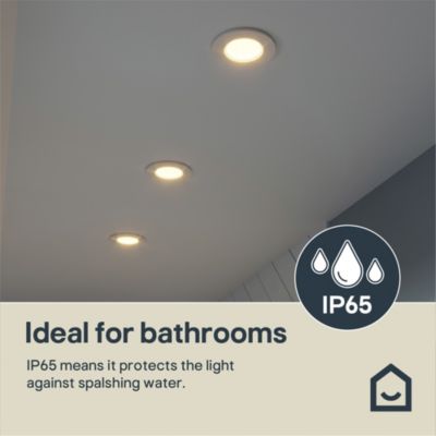 3 spots encastrables Etana LED intégrée blanc chaud IP65 410lm 4.7W Ø8.5cmxH.3.1cm métal blanc GoodHome