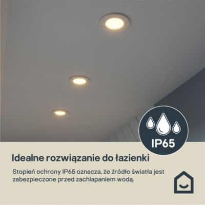 3 spots encastrables Etana LED intégrée blanc chaud IP65 410lm 4.7W Ø8.5cmxH.3.1cm métal blanc GoodHome