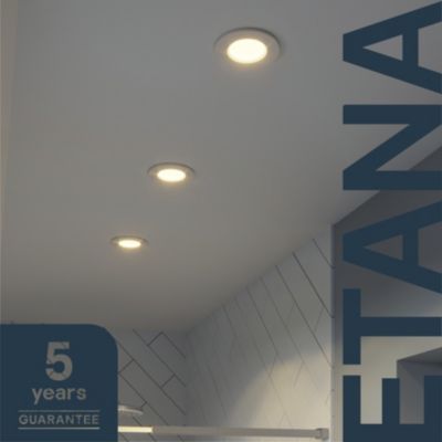 3 spots encastrables Etana LED intégrée blanc chaud IP65 410lm 4.7W Ø8.5cmxH.3.1cm métal blanc GoodHome