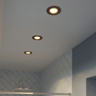 3 spots encastrables Etana LED intégrée blanc chaud IP65 410lm 4.7W Ø8.5cmxH.3.1cm métal noir GoodHome