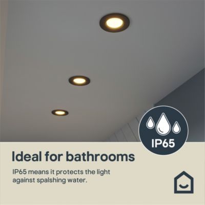 3 spots encastrables Etana LED intégrée blanc chaud IP65 410lm 4.7W Ø8.5cmxH.3.1cm métal noir GoodHome