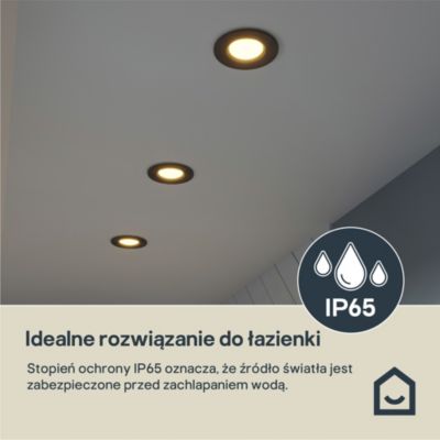 3 spots encastrables Etana LED intégrée blanc chaud IP65 410lm 4.7W Ø8.5cmxH.3.1cm métal noir GoodHome