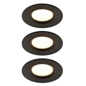 3 spots encastrables Etana LED intégrée blanc chaud IP65 410lm 4.7W Ø8.5cmxH.3.1cm métal noir GoodHome