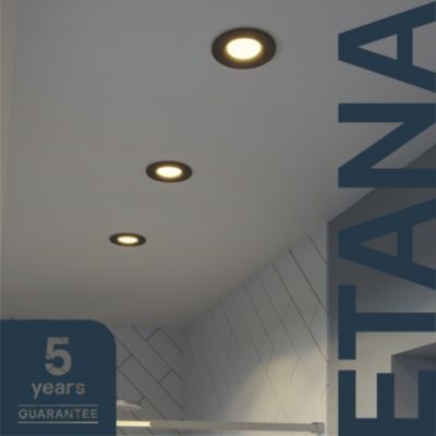 3 spots encastrables Etana LED intégrée blanc chaud IP65 410lm 4.7W Ø8.5cmxH.3.1cm métal noir GoodHome