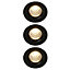 3 spots encastrables Hobson LED intégrée blanc chaud IP20 dimmable 450lm 6.1W Ø8.8xH.5.3cm noir GoodHome