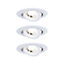 3 spots encastrables Paulmann LED intégrée 3000K IP20 3x580lm rond orientable blanc dépoli Paulmann