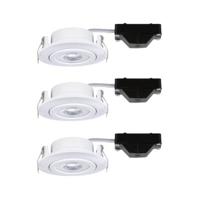 3 spots encastrables Paulmann LED intégrée 3000K IP20 3x580lm rond orientable blanc dépoli Paulmann