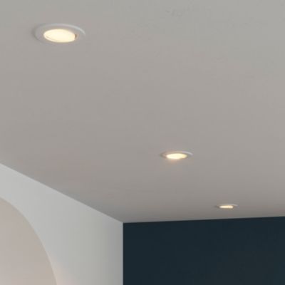 3 spots encastrables Quimby LED intégrée blanc chaud IP20 dimmable 350lm 5.5W Ø8.5xH.5.2cm blanc GoodHome