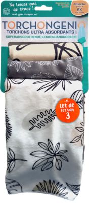 3 torchons ultra obsorbants Torchongenio motifs beige, gris, blanc BestOfTV