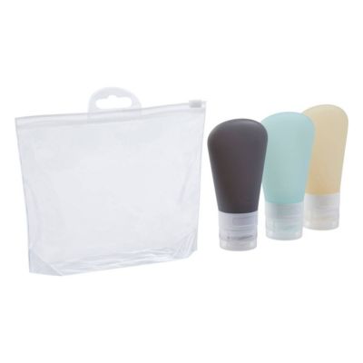 3 tubes en silicone avec trousse de rangement bleu 60ml - Bleu- 5five