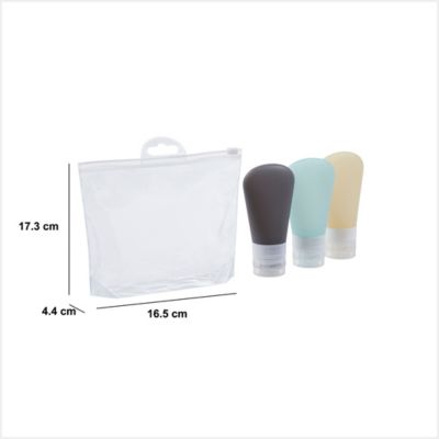 3 tubes en silicone avec trousse de rangement bleu 60ml - Bleu- 5five