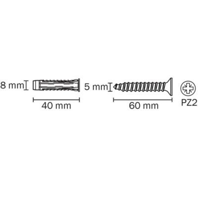 30 chevilles universelles Diall nylon CL PZ 8x40mm