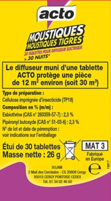 30 tablettes anti-moustiques et moustiques tigres