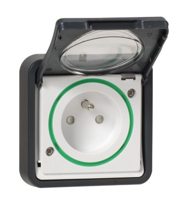 Prise encastrée avec terre étanche complète Schneider Electric Mureva Styl anthracite