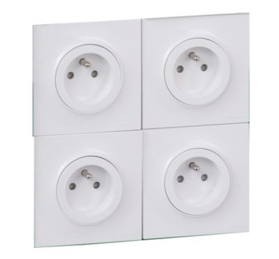 Lot De 4 Prises 2 Poles Terre Schneider Electric Blanc Castorama