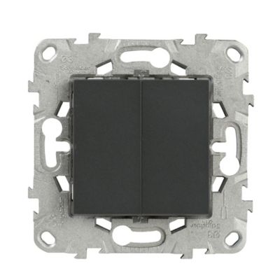 Mécanisme double poussoir + interrupteur va-et-vient Schneider Electric Unica Déco anthracite
