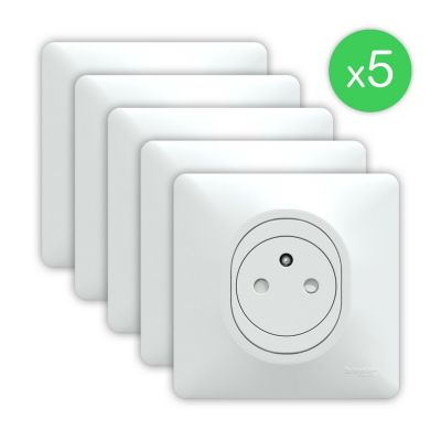 Prise de courant avec affleurante complète Schneider Electric Ovalis lot de 5