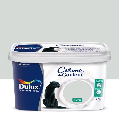 Peinture murs plafonds et boiseries Crème de Couleur Dulux Valentine satin gris perle 2,5L