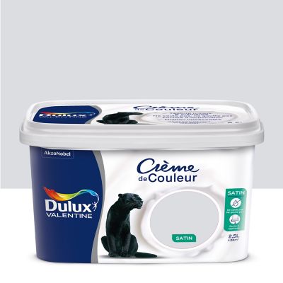 Peinture murs plafonds et boiseries Crème de Couleur Dulux Valentine satin gris tendance 2,5L