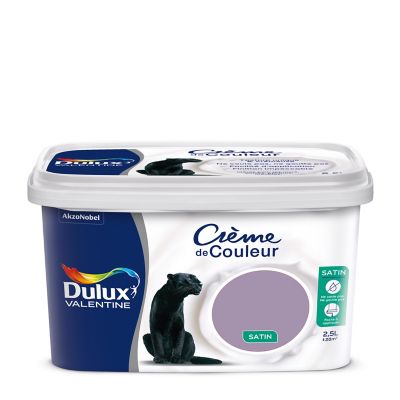 Peinture murs plafonds et boiseries Crème de Couleur Dulux Valentine satin glycine 2,5L