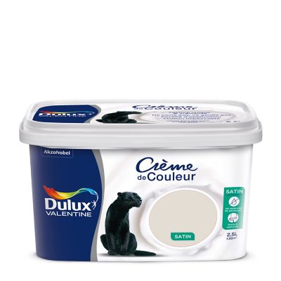 Peinture murs plafonds et boiseries Crème de Couleur Dulux Valentine satin lin clair 2,5L