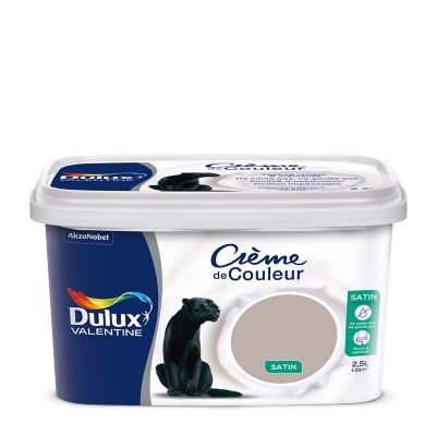 Peinture murs plafonds et boiseries Crème de Couleur Dulux Valentine satin marron glacé 2,5L