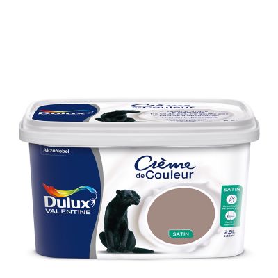 Peinture murs plafonds et boiseries Crème de Couleur Dulux Valentine satin taupe 2,5L