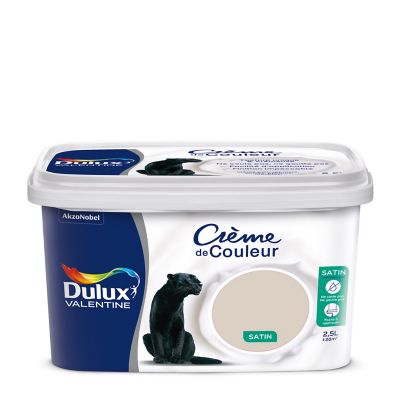 Peinture murs plafonds boiseries Crème de Couleur Dulux Valentine satin caravane des sables 2,5L