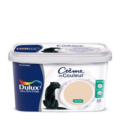 Peinture murs plafonds et boiseries Crème de Couleur Dulux Valentine satin coquille d'œuf 2,5L