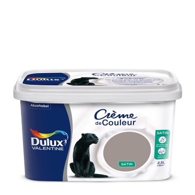 Peinture murs plafonds et boiseries Crème de Couleur Dulux Valentine satin terre cendrée 2,5L