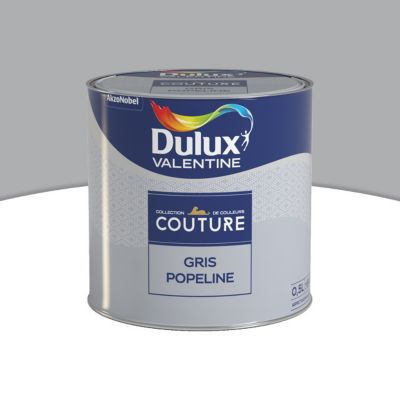 Peinture murs et boiseries Couture de Dulux Valentine satin velours gris popeline 0,5L