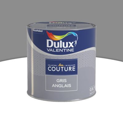 Peinture murs et boiseries Couture de Dulux Valentine satin velours gris anglais 0,5L