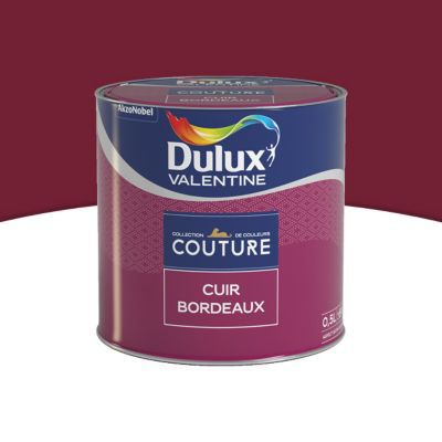 Peinture murs et boiseries Couture de Dulux Valentine satin velours cuir bordeaux 0,5L