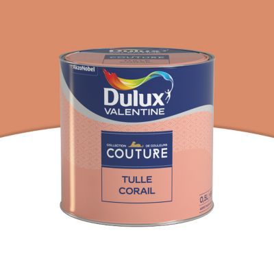Peinture murs et boiseries Couture de Dulux Valentine satin velours tulle corail 0,5L