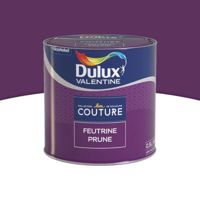 Peinture murs et boiseries Couture de Dulux Valentine satin velours feutrine prune 0,5L
