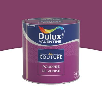 Peinture murs et boiseries Couture de Dulux Valentine satin velours pourpre de venise 0,5L