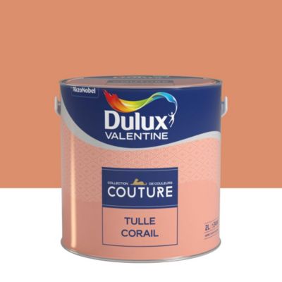 Peinture murs et boiseries Couture de Dulux Valentine satin velours tulle corail 2L