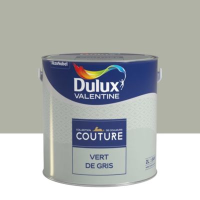 Peinture murs et boiseries Couture de Dulux Valentine satin velours vert de gris 2L