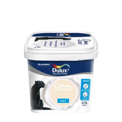 Peinture murs plafonds et boiseries Crème de Couleur Dulux Valentine mat blanc cassé 2,5L