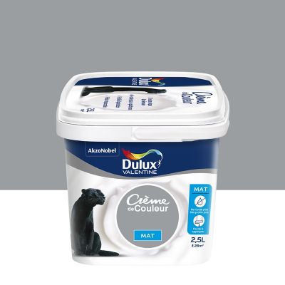 Peinture murs plafonds et boiseries Crème de Couleur Dulux Valentine mat gris sage 2,5L
