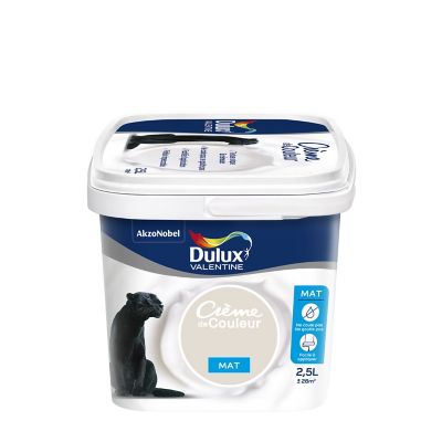 Peinture murs plafonds et boiseries Crème de Couleur Dulux Valentine mat lin clair 2,5L