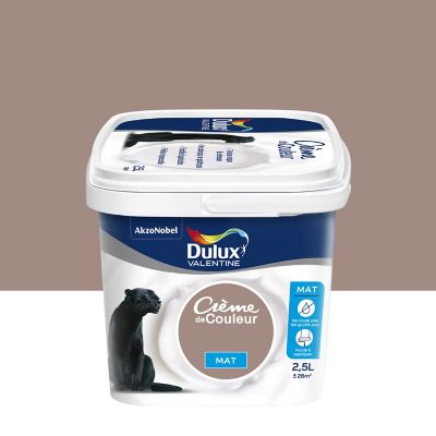 Peinture murs plafonds et boiseries Crème de Couleur Dulux Valentine mat taupe 2,5L